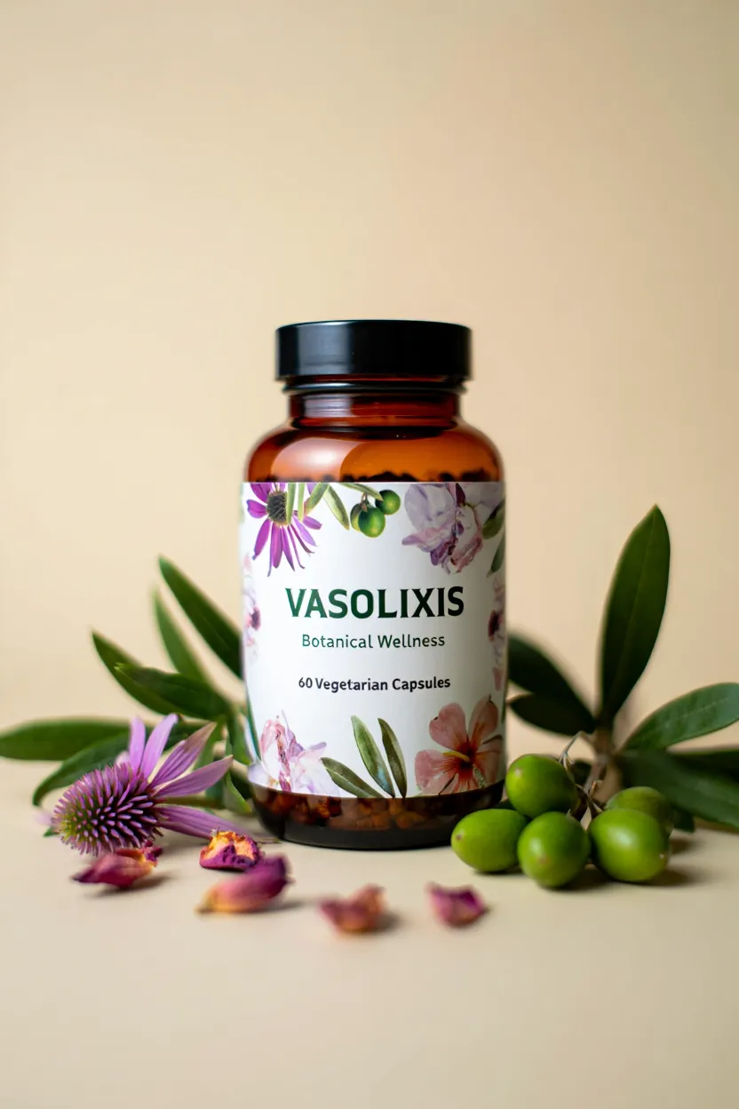 Vasolixis natural supplement bottle with botanical ingredients